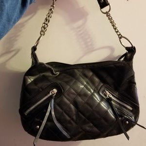 Black Quilted Faux Leather Purse